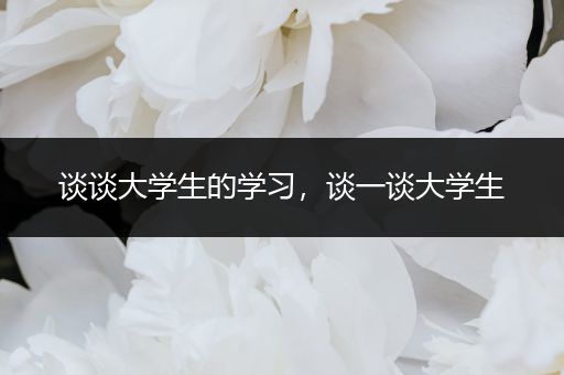谈谈大学生的学习，谈一谈大学生