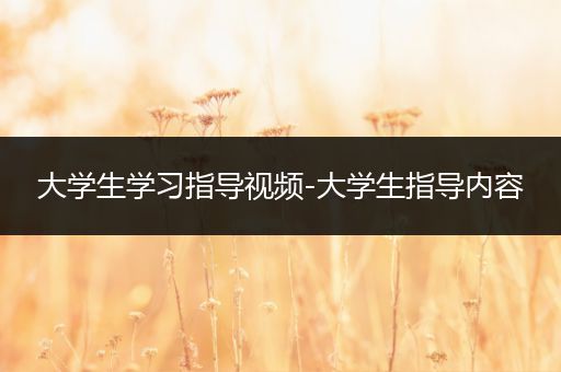大学生学习指导视频-大学生指导内容