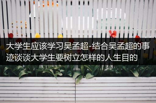 大学生应该学习吴孟超-结合吴孟超的事迹谈谈大学生要树立怎样的人生目的