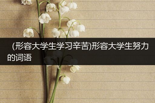 （形容大学生学习辛苦)形容大学生努力的词语