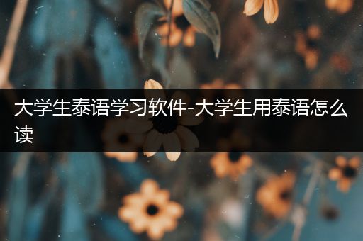 大学生泰语学习软件-大学生用泰语怎么读
