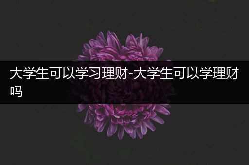 大学生可以学习理财-大学生可以学理财吗