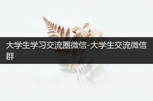大学生学习交流圈微信-大学生交流微信群