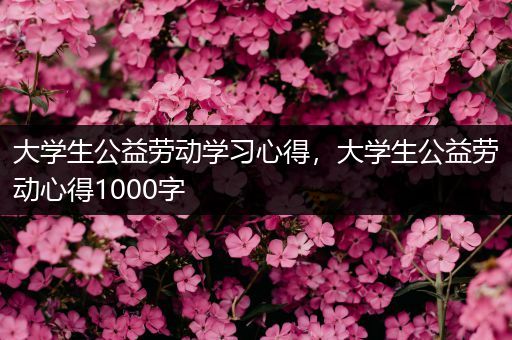 大学生公益劳动学习心得，大学生公益劳动心得1000字
