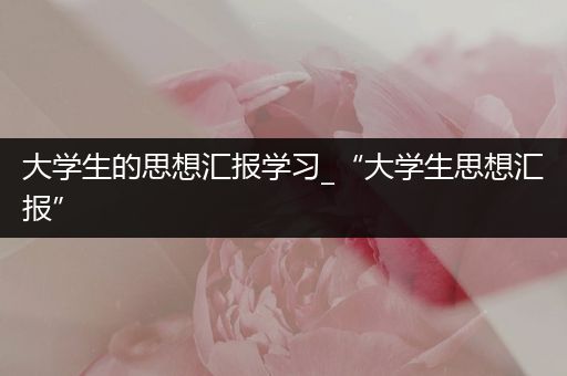 大学生的思想汇报学习_“大学生思想汇报”