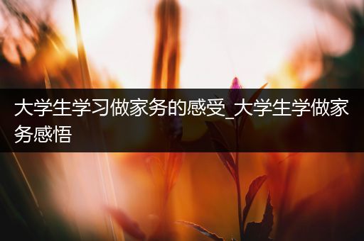 大学生学习做家务的感受_大学生学做家务感悟