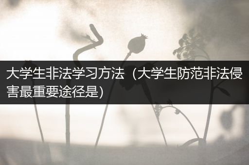 大学生非法学习方法（大学生防范非法侵害最重要途径是）