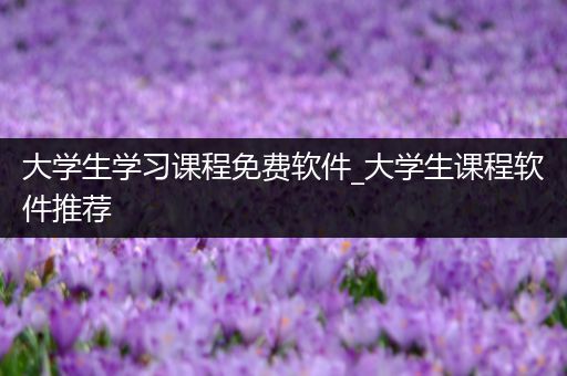 大学生学习课程免费软件_大学生课程软件推荐