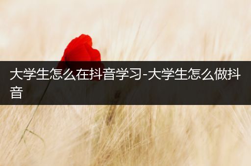 大学生怎么在抖音学习-大学生怎么做抖音
